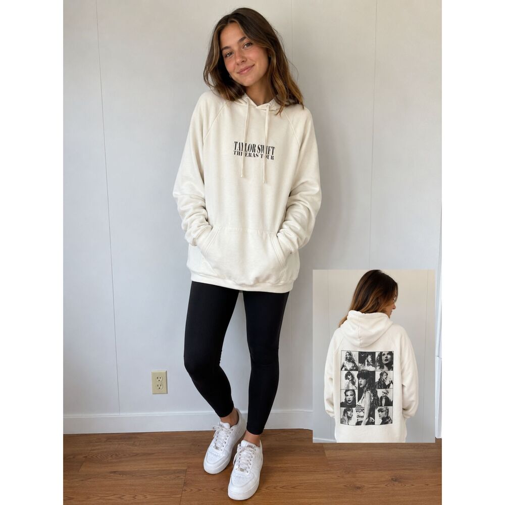 Taylor Swift The Eras Tour Hoodie Cream Graphic Sweatshirt S